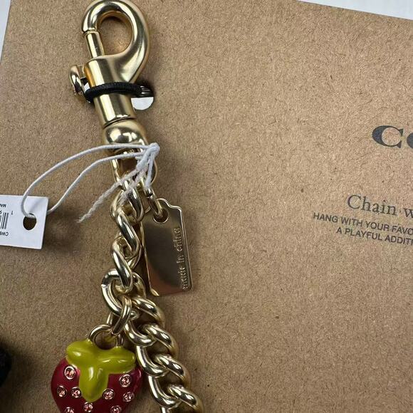 Coach Gold Swagger Chain with Charms, Cherry Strawberry Bow Heart CW663 … - Picture 6 of 10